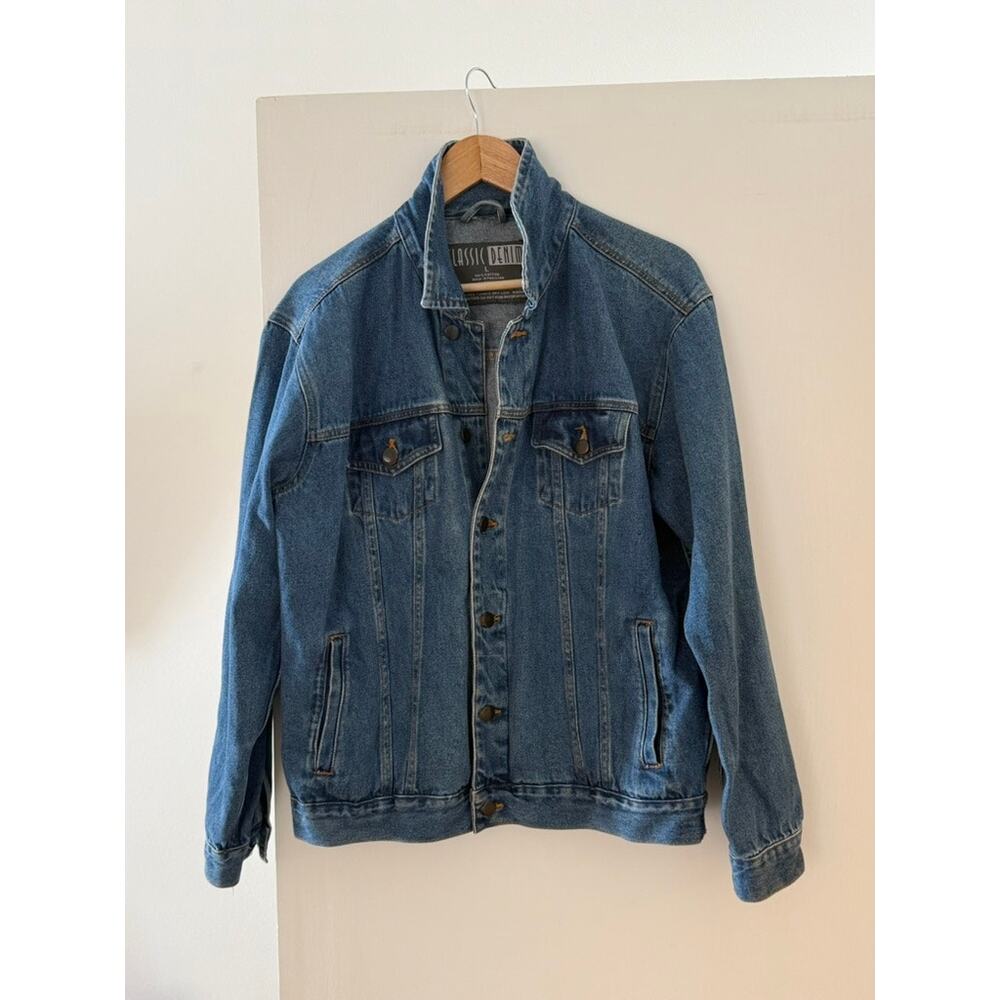 Vintage Denim Trucker Jacket‎ Blue Jean Jacket Classic 100% Cotton ✨